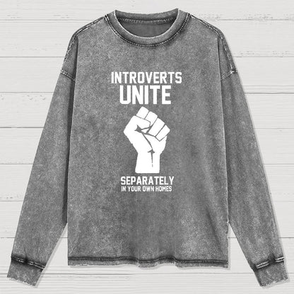 Introverts Unite Geek Washed Long Sleeve Tee