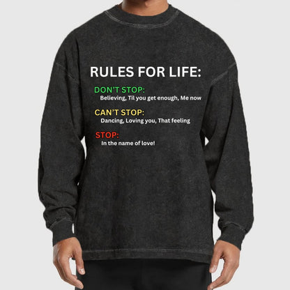 Rules For Life Washed Long Sleeve Tee