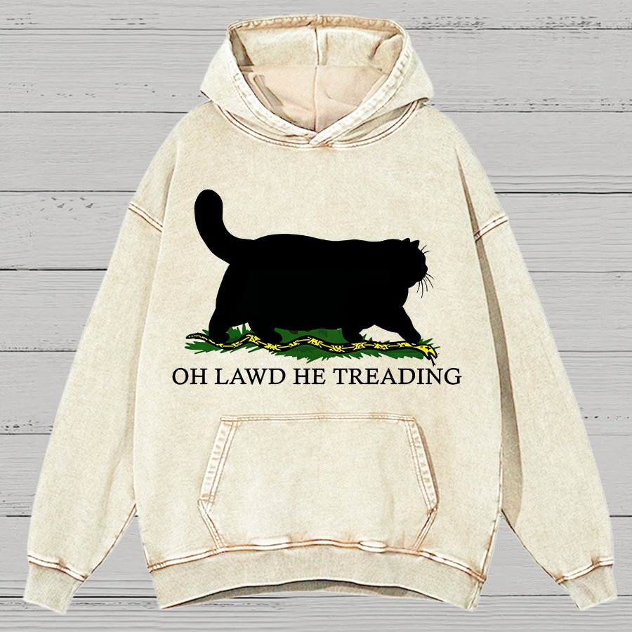 Oh Lawd He Treading Vintage Distressed Hoodie