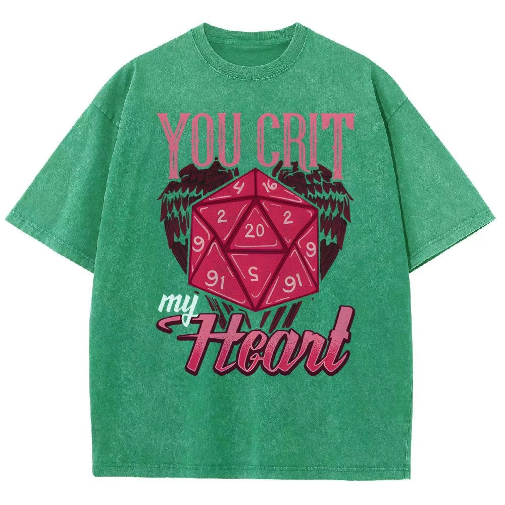You Crit My Heart Fun Board Game Valentine's Day Nerd Vintage Distressed T-shirt