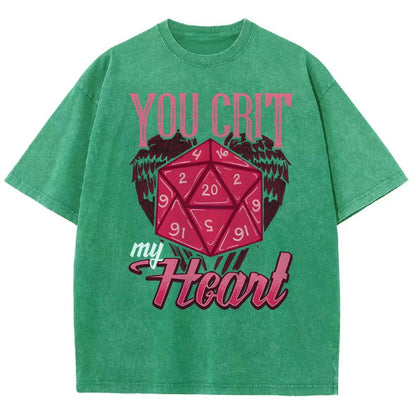 You Crit My Heart Fun Board Game Valentine's Day Nerd Vintage Distressed T-shirt