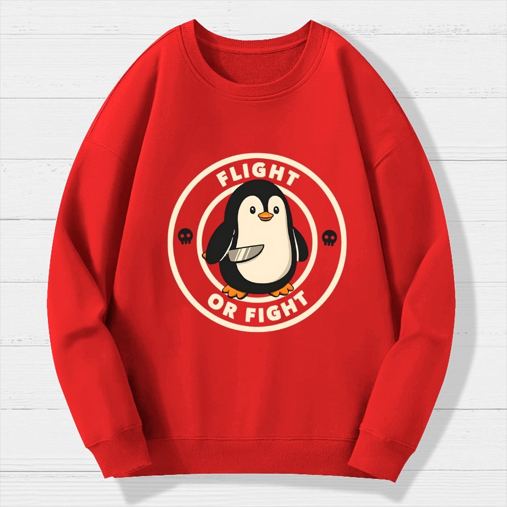 Flight or Fight Penguin Geek Cotton Sweatshirt
