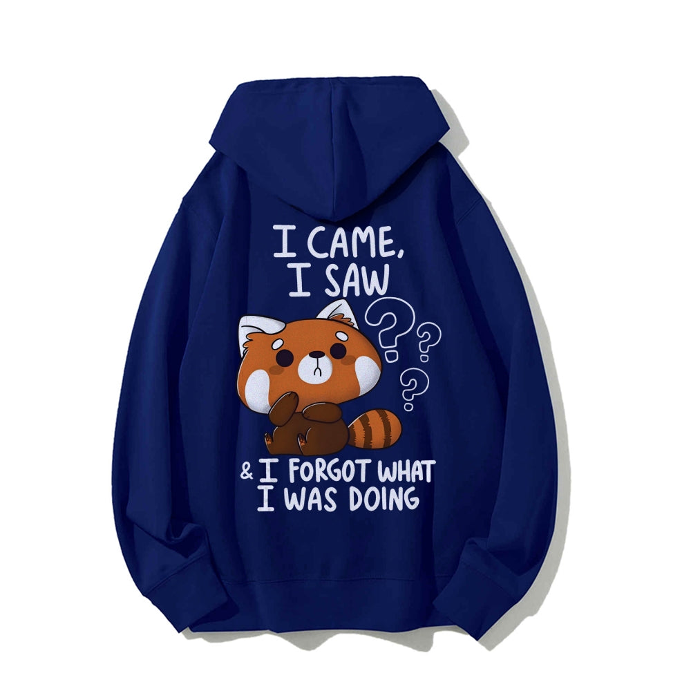 Forgetful Red Panda Printed Back Unisex Cotton Hoodie