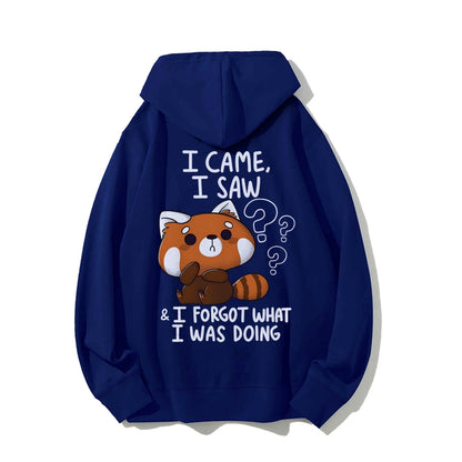 Forgetful Red Panda Printed Back Unisex Cotton Hoodie