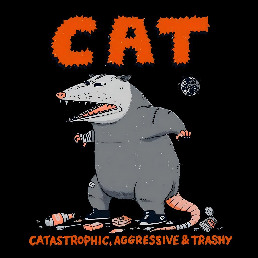 Cat Catastrophic Aggressive Trashy Geek T-Shirt