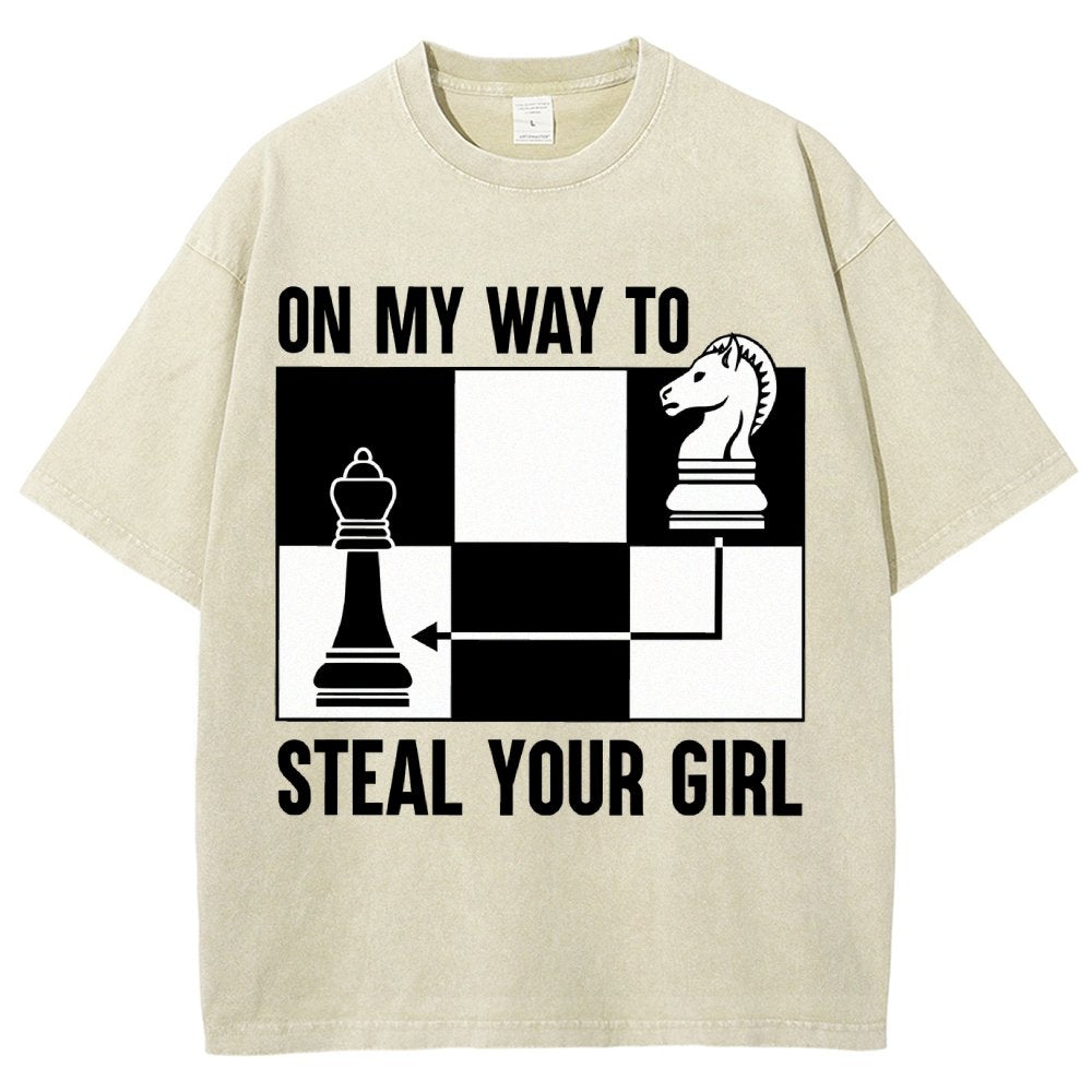 Chess Game On My Way To Steal Your Girl Vintage Distressed T-shirt