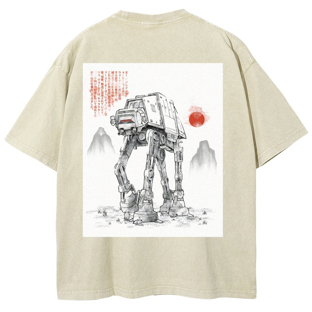 Astrobot Invention Armored Walker Back Print Washed T-Shirt
