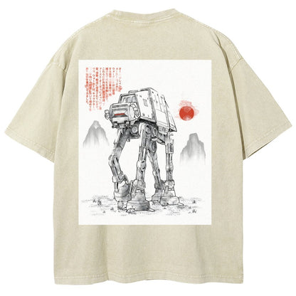 Astrobot Invention Armored Walker Back Print Washed T-Shirt