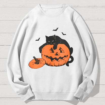Black Cat Halloween Geek Cotton Sweatshirt