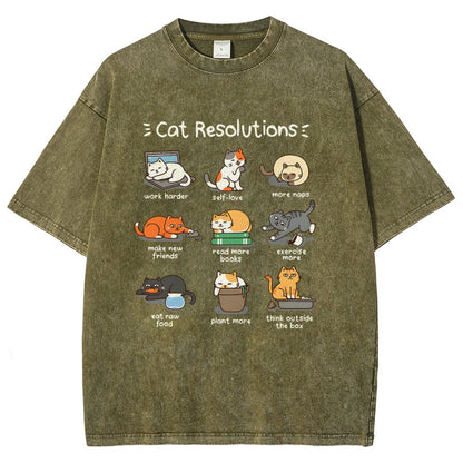 Cat Resolutions Vintage Distressed T-shirt