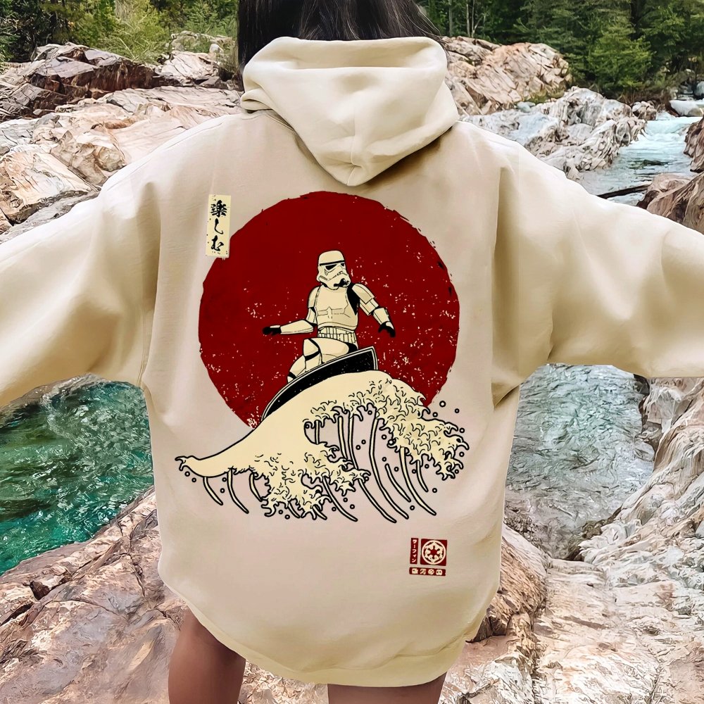 Cosmic Wave Printed Back Unisex Cotton Hoodie