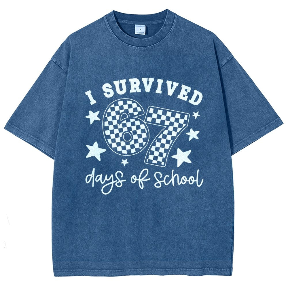 I Survived 67 Days of School Vintage Distressed T-shirt