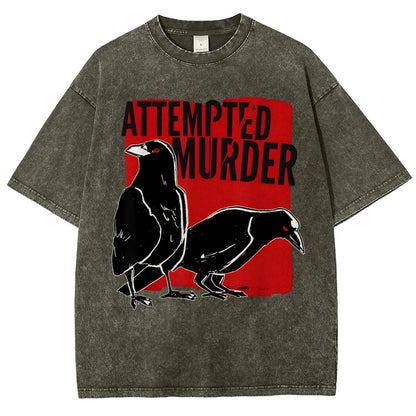 Attempted Murder Crow Vintage Distressed T-shirt