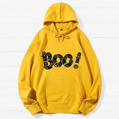 Boo - Funny Cute Ghost Typography Geek Cotton Hoodie