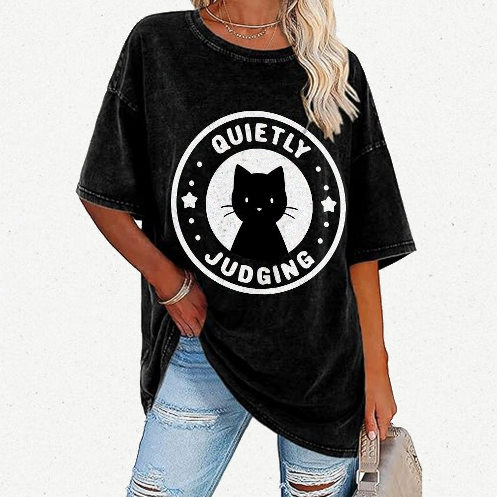 Quietly Judging Cat Vintage Distressed T-shirt