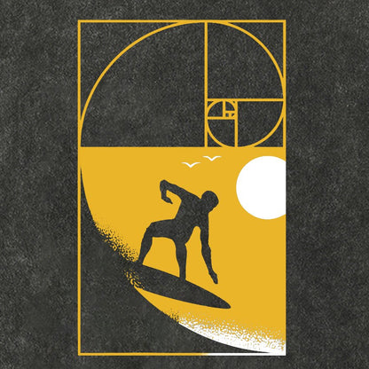 Golden Spiral Wave Geek Vintage Distressed T-shirt