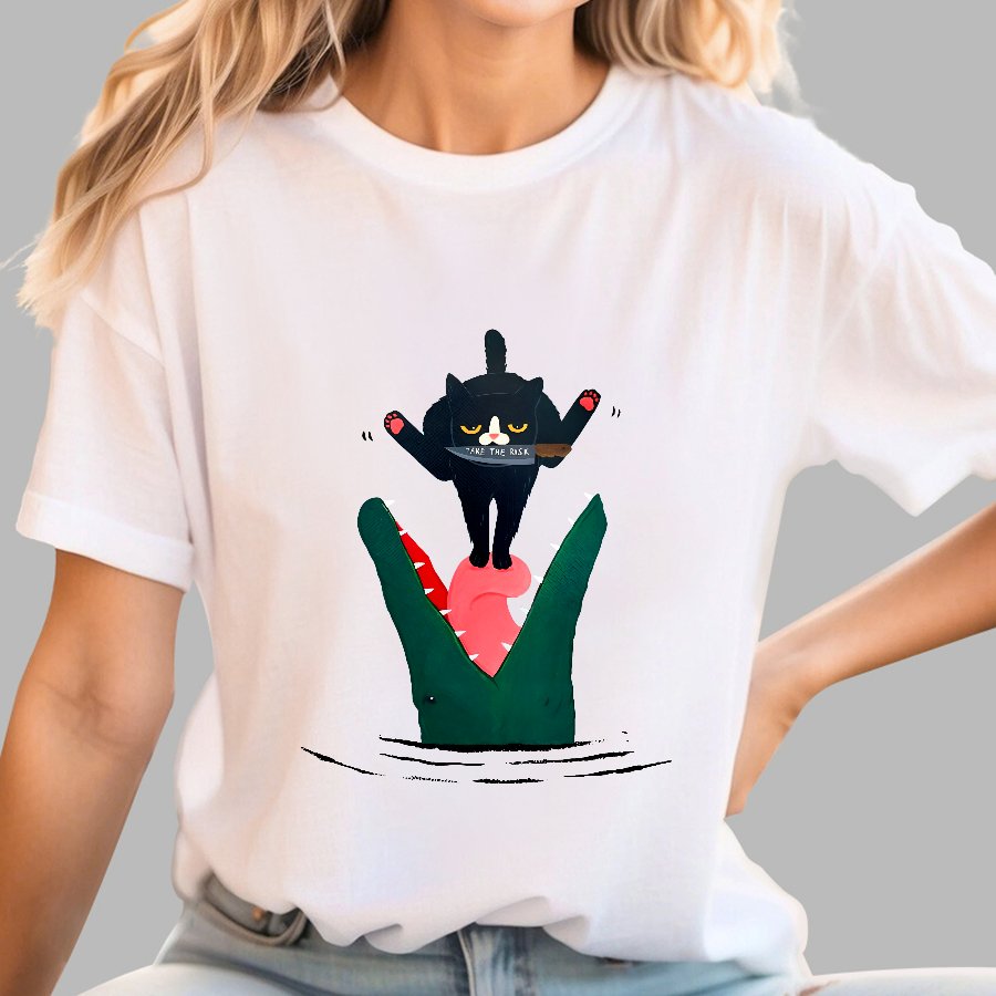 Funny Black Cat Geek T-Shirt