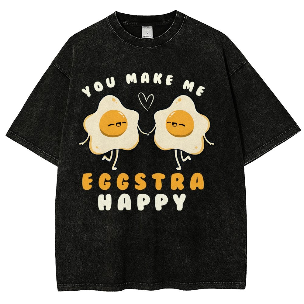 You Make Me Eggstra Happy Vintage Distressed T-shirt