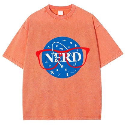 Nerdy Space Patch Vintage Distressed T-shirt