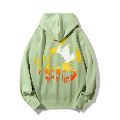 Tropical Attack Printed Back Cotton Hoodie