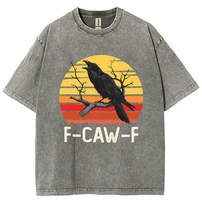 Retro Sunset F-Caw-F Black Bird Black Crow Vintage Distressed T-shirt
