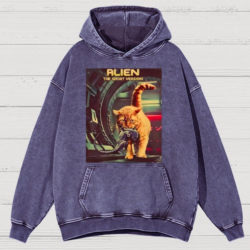 Mystery Cat Heavy Vintage Distressed Hoodie