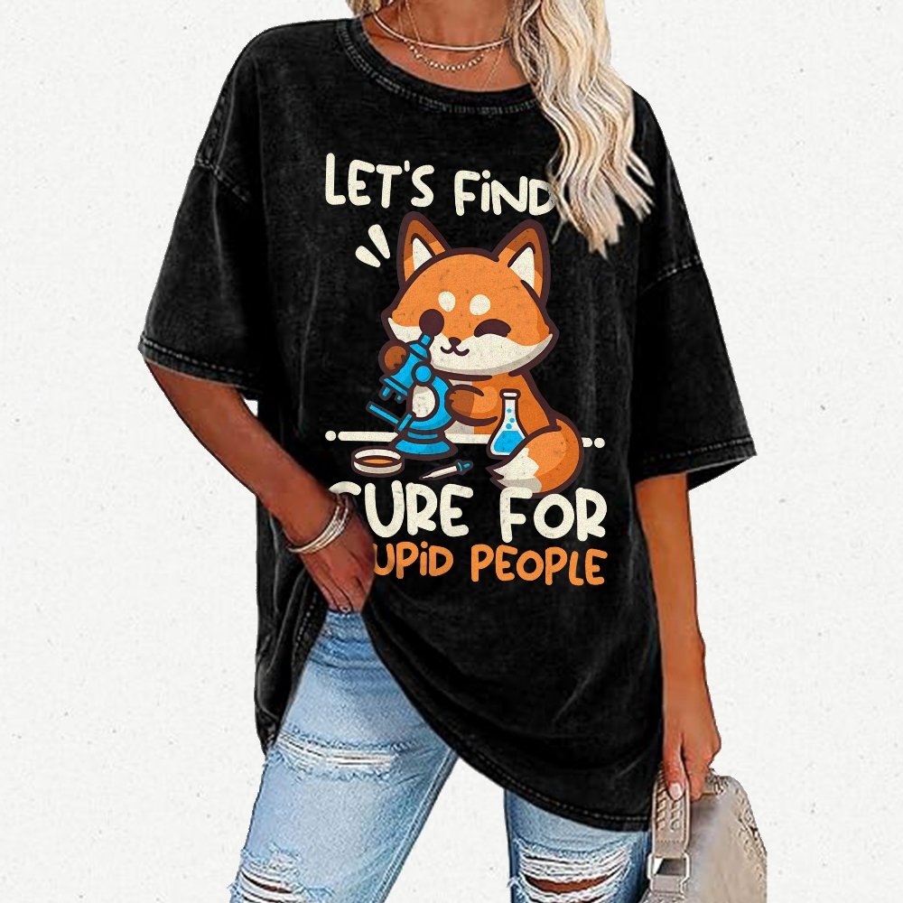 Fox Cure For Stupid People Vintage Distressed T-shirt