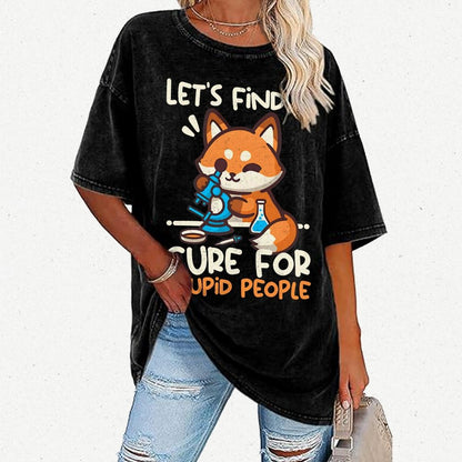 Fox Cure For Stupid People Vintage Distressed T-shirt