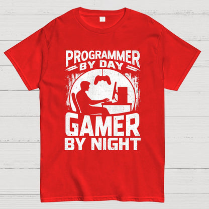 Programmer By Day Gamer By Night Computer Programming T-Shirt