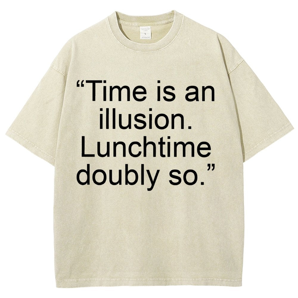 Douglas Adams - “Time is an illusion. Lunchtime doubly so.” Vintage Distressed T-shirt