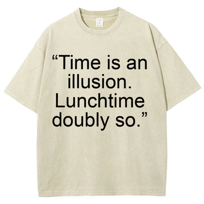 Douglas Adams - “Time is an illusion. Lunchtime doubly so.” Vintage Distressed T-shirt
