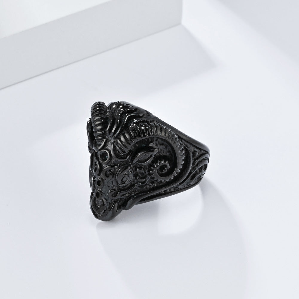 Vintage-Inspired Goat Head Stainless Steel Ring