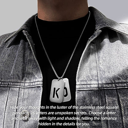 Your Exclusive Letter, Stainless Steel Square Pendant Necklace