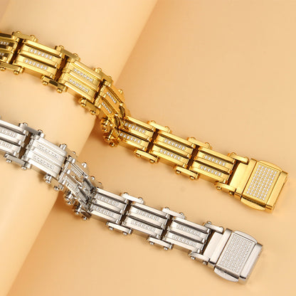 Stainless Steel Watch - Strap Bracelet | Crystal Inlay Lights Up Wrist Shine