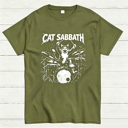 Cat Sabbath Funny Cat Drummer T-Shirt
