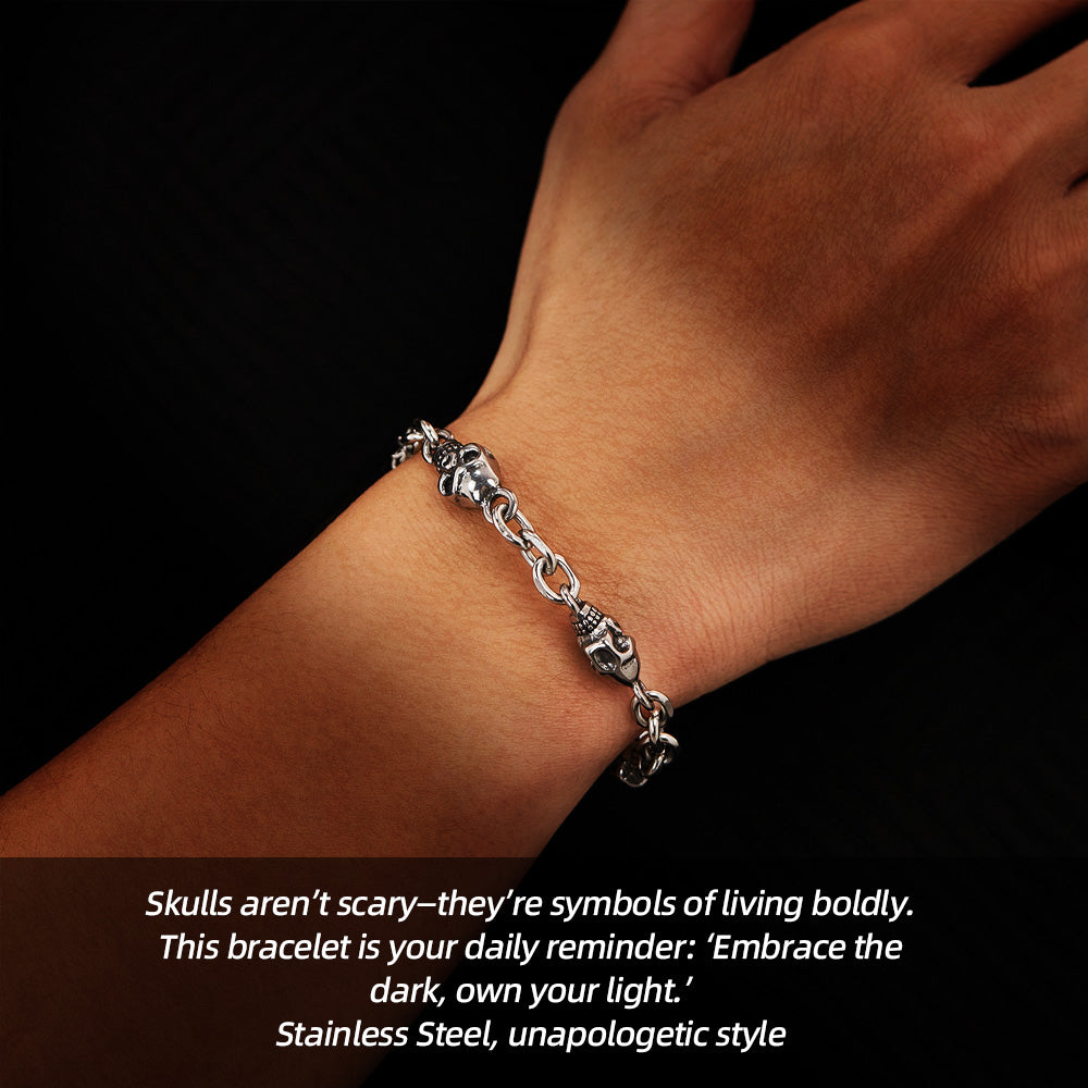 Stainless Steel Skull Bracelet |  Gothic Aesthetic—Perfect for Style Rebels