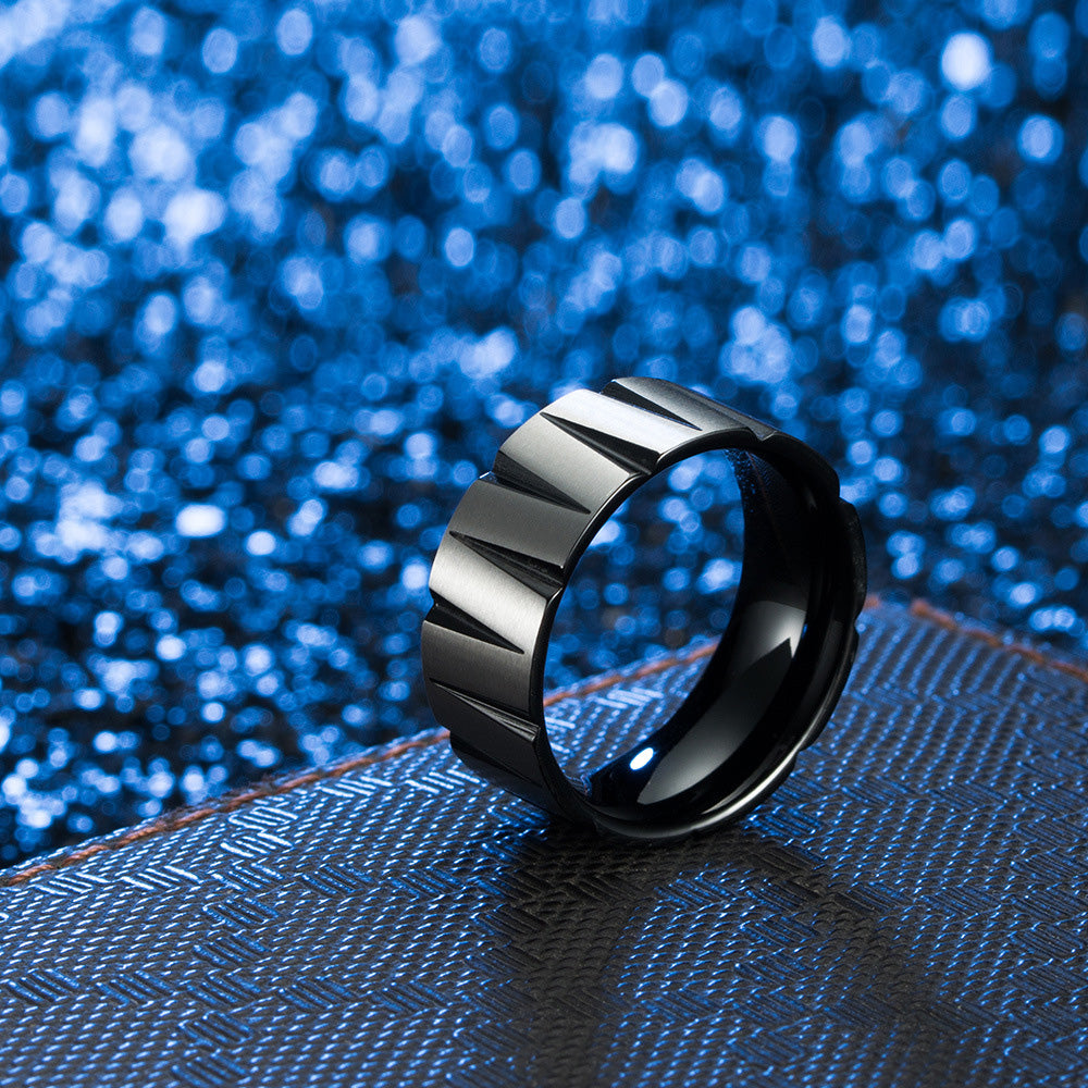 Iridescent Geometric - Cut Stainless Steel Ring
