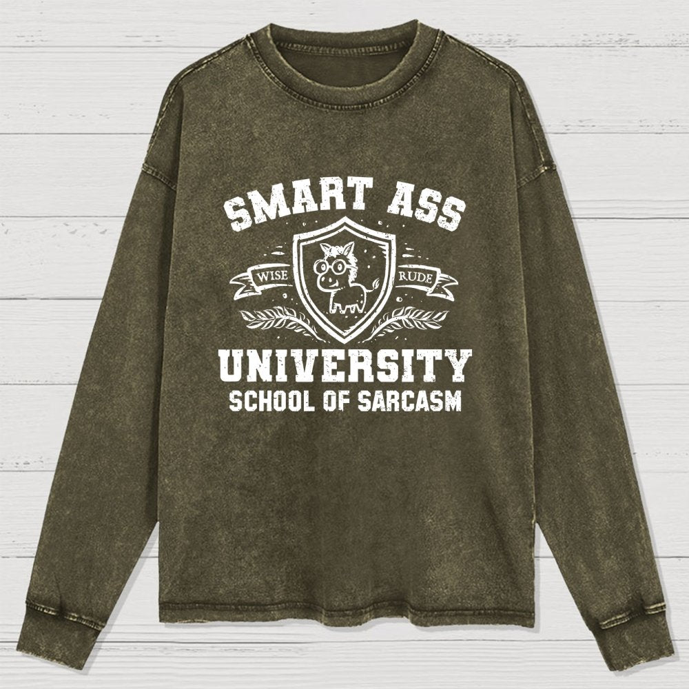 Smart Ass University Washed Long Sleeve Tee