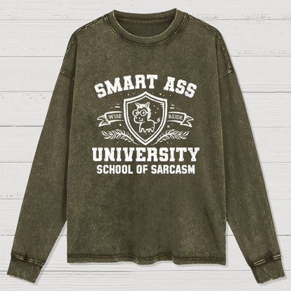 Smart Ass University Washed Long Sleeve Tee
