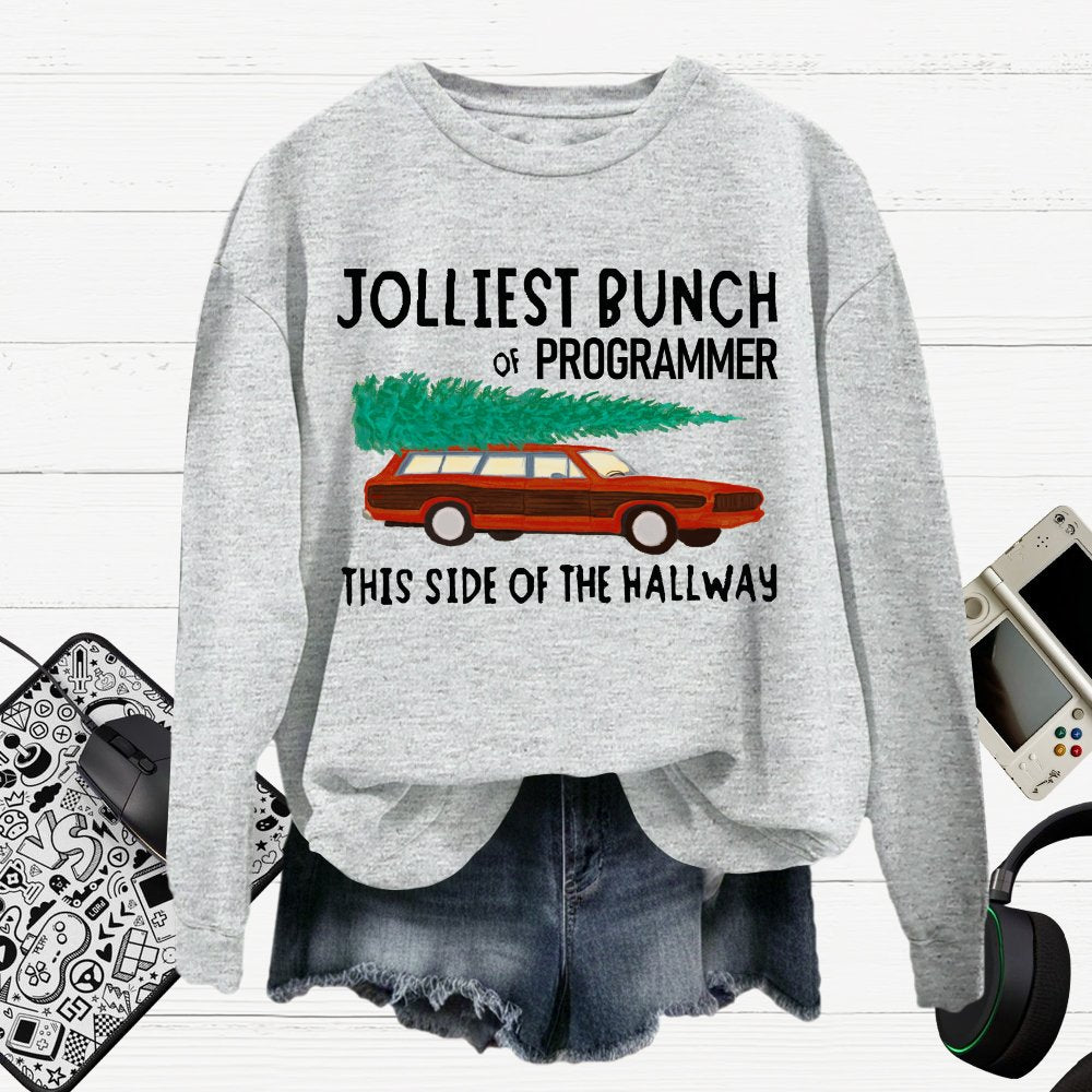 Jolliest Bunch Of Programmer Christmas Cotton Pullover Sweatshirt