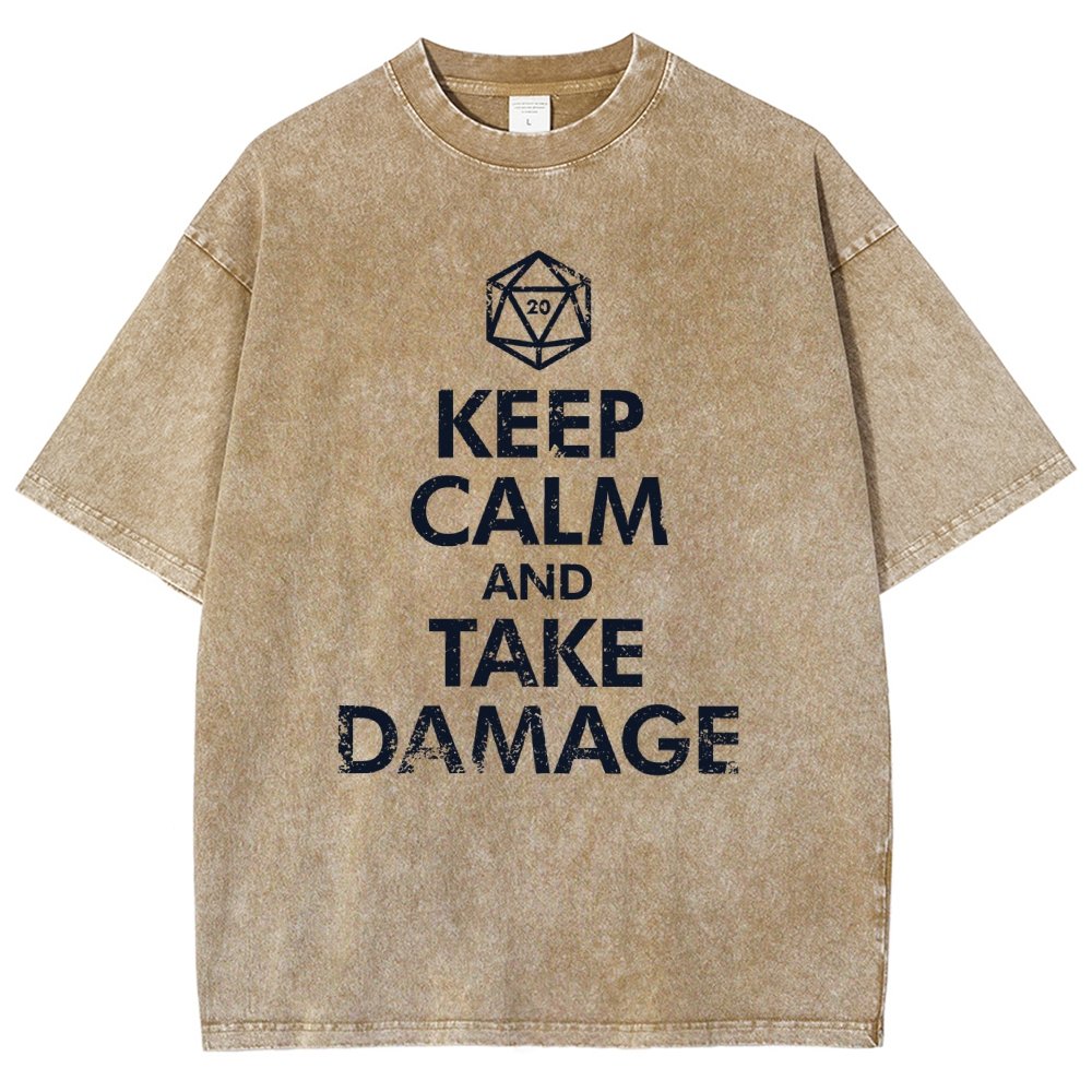 Keep Calm and Take Damage Vintage Distressed T-shirt