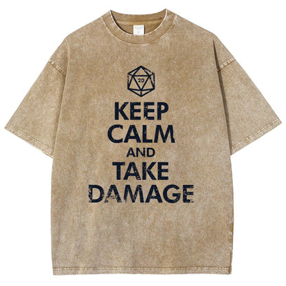 Keep Calm and Take Damage Vintage Distressed T-shirt
