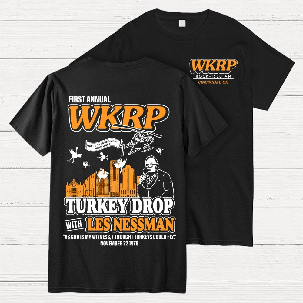 First Annual Fictional Radio Thanksgiving Day Turkey Drop Front And Back Printing Geek T-Shirt