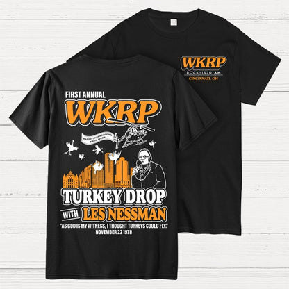 First Annual Fictional Radio Thanksgiving Day Turkey Drop Front And Back Printing Geek T-Shirt