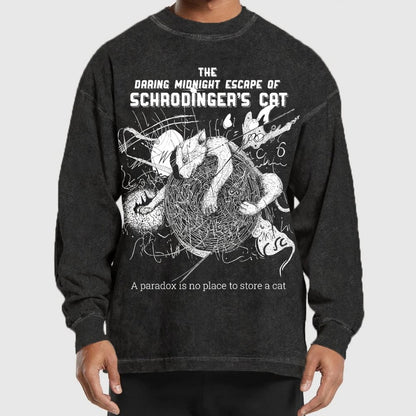 The Daring Midnight Escape of Schrödinger's Cat Washed Long Sleeve Tee