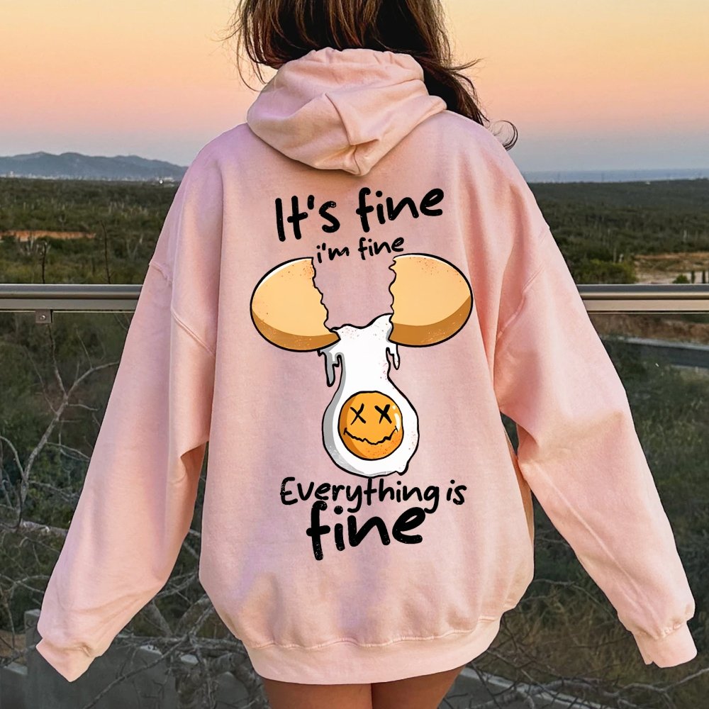 Everything is fine Printed Back Unisex Cotton Hoodie