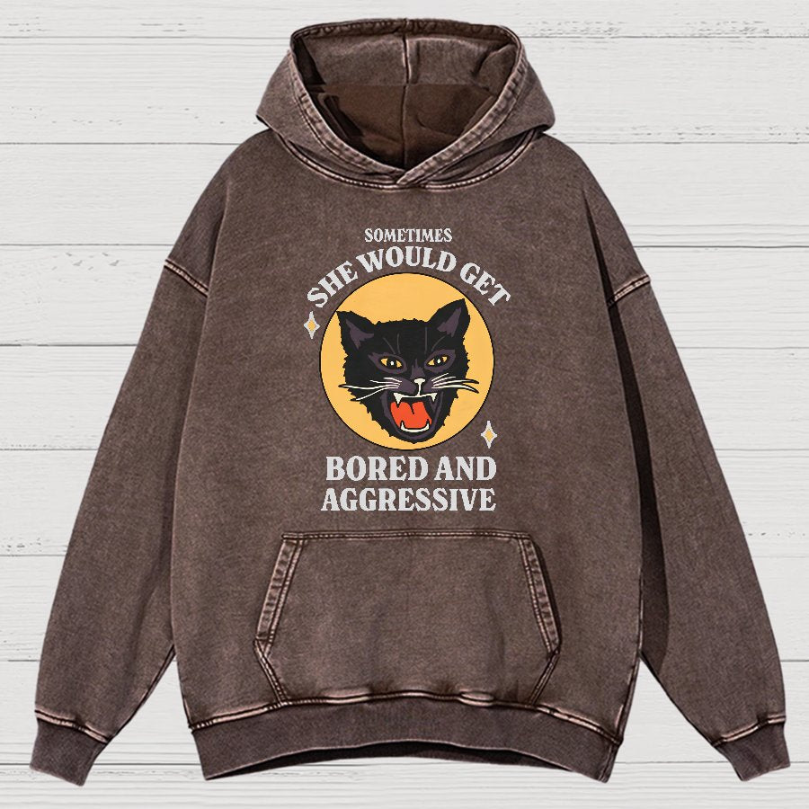 Angry Cat Funny Vintage Distressed Hoodie
