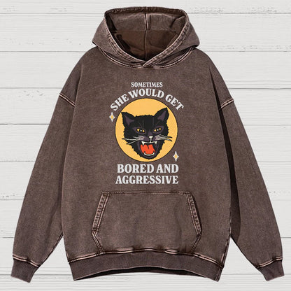 Angry Cat Funny Vintage Distressed Hoodie