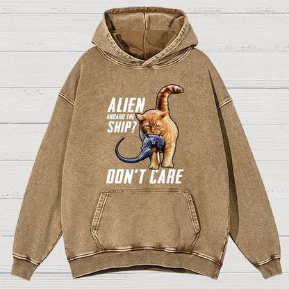 Top Cat Alien Aboard The Ship Don’T Care Vintage Distressed Hoodie