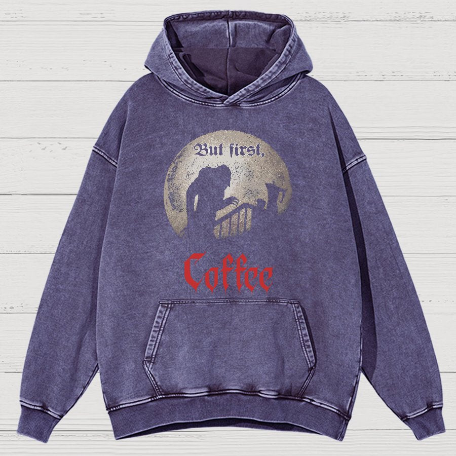 But First, Coffee Vintage Distressed Hoodie